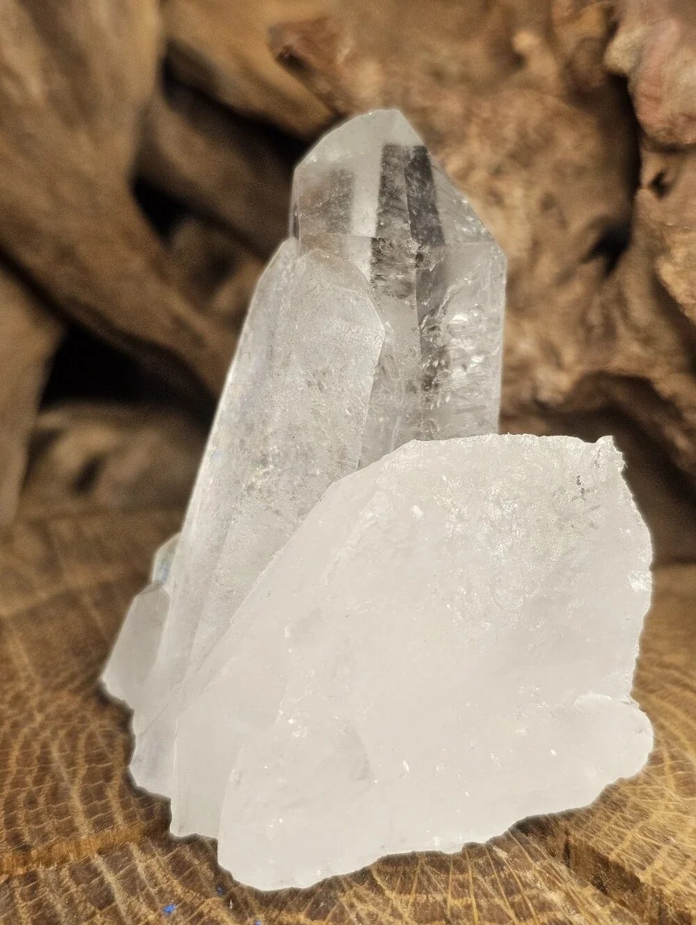 Rare Brazilian Rainbowy Clear Quartz Crystal Cluster - Translucent White Crystal